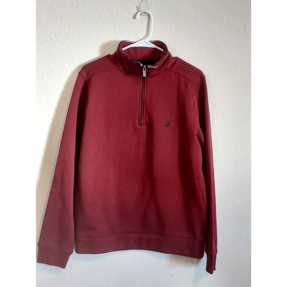 Nautica Quarter Zip Fleece Sweatshirt Pullover Natural Cream Men's M NWT